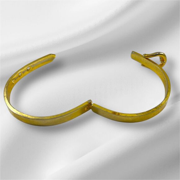 Goldtone Belt Bracelet with Adjustable Buckle Design, Hinge Opening, 7", Vintage - Picture 6 of 6